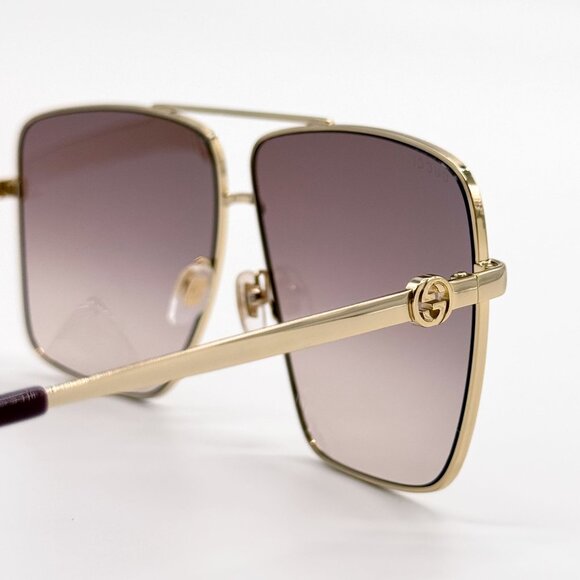 NEW GUCCI SUNGLASSES GG1087S 002 GOLD UNISEX EYEWEAR GUCCI WITH CHAIN main image 11